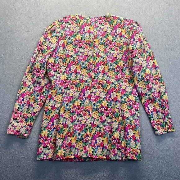 VINTAGE - Albert Nipon Floral Blazer 100% Silk,Size 14,Dry Clean - Picture 2 of 10